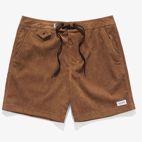 Banks Journal Men's Slow Board Shorts in Toffee Light Cord (Tan/Brown). Size 36.